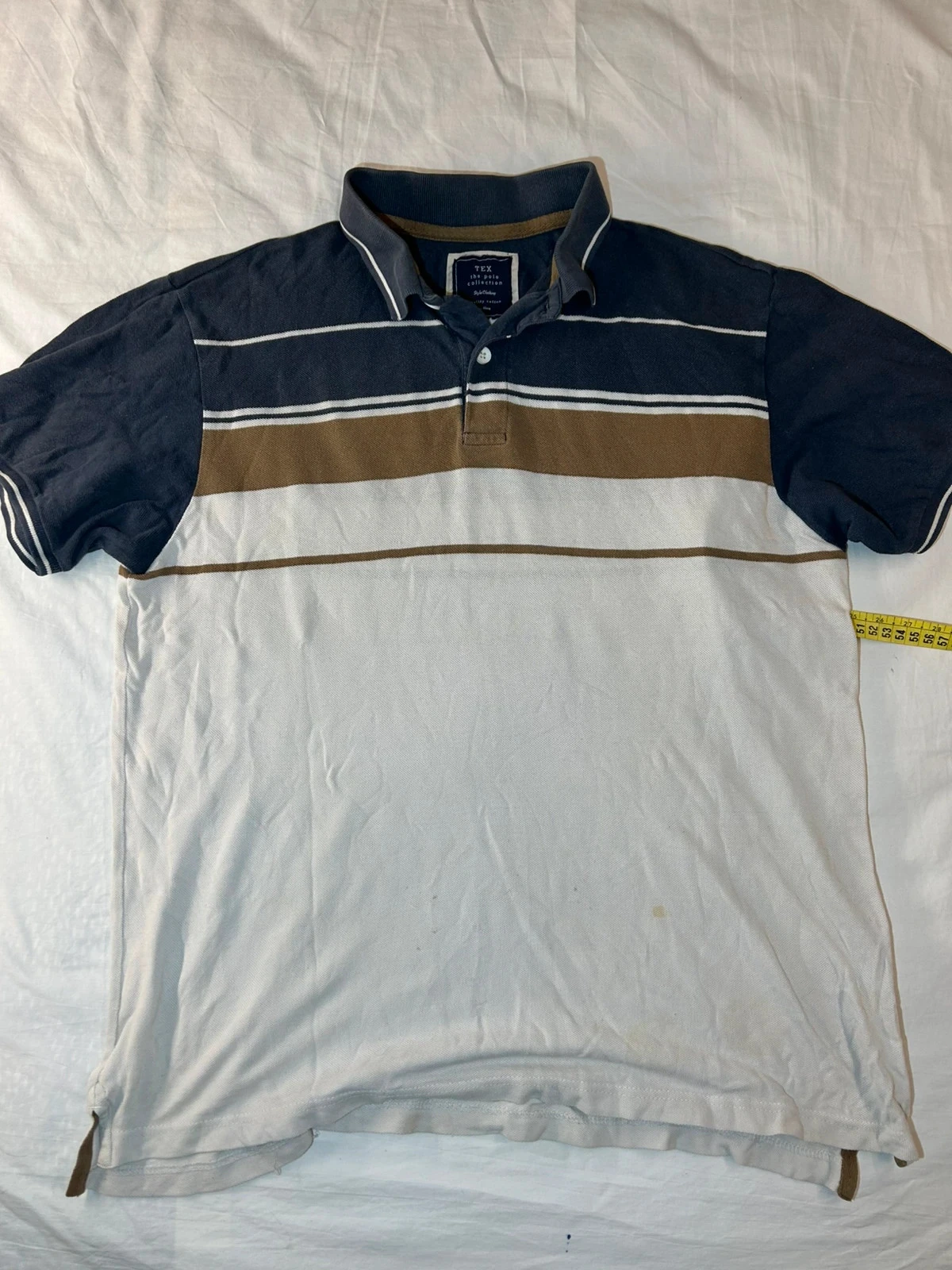 Vintage gestreept polo wit marineblauw tex – photo 2
